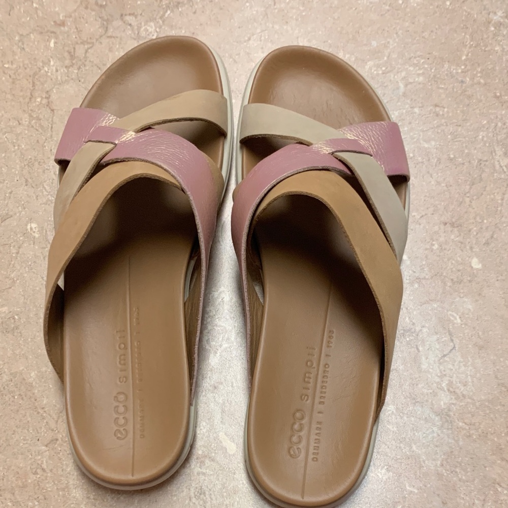 ECCO Women's Pink and Tan Simpil Slide Sandals